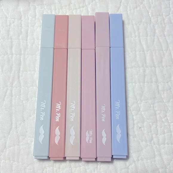New Mr. Pen- Aesthetic Cute Pastel Highlighters Set, 6 pcs, Chisel Tip - Picture 1 of 3